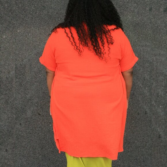 LARGE Orange Short Sleeve Cardigan - Picture 2 of 3